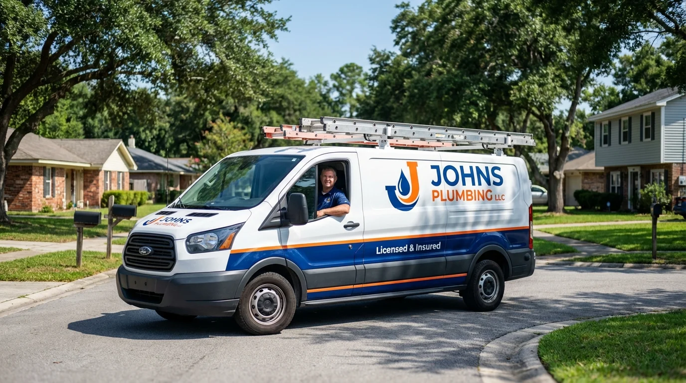 Johns Plumbing LLC service van in Sunbury, PA