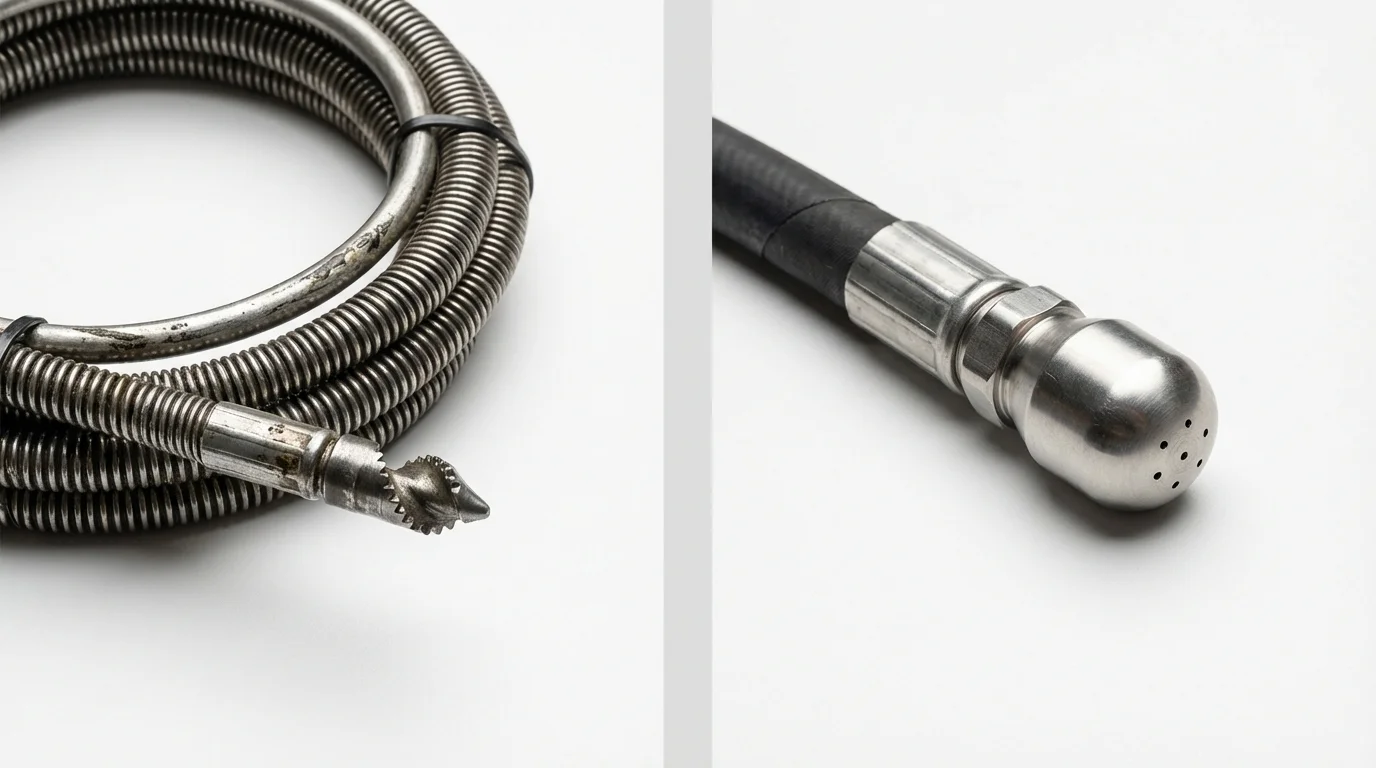 Drain snake cable and hydro jetting nozzle used for drain cleaning in Sunbury, PA
