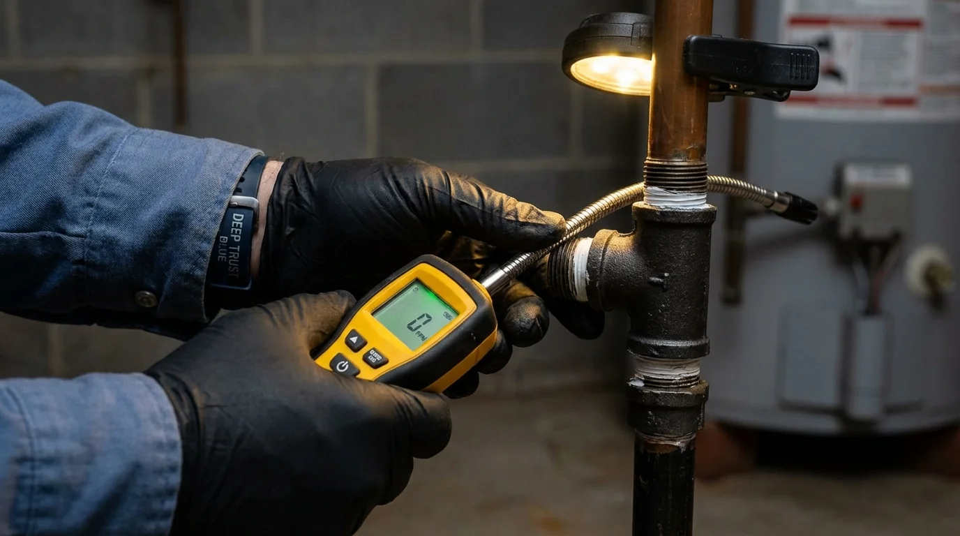 Gas leak detection with electronic sniffer by Johns Plumbing LLC in Sunbury