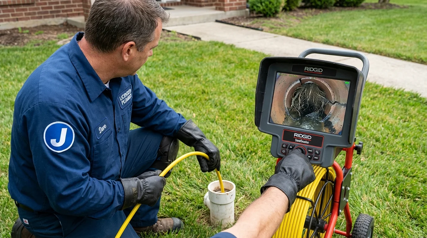 Sewer camera inspection being performed by Johns Plumbing LLC in Sunbury