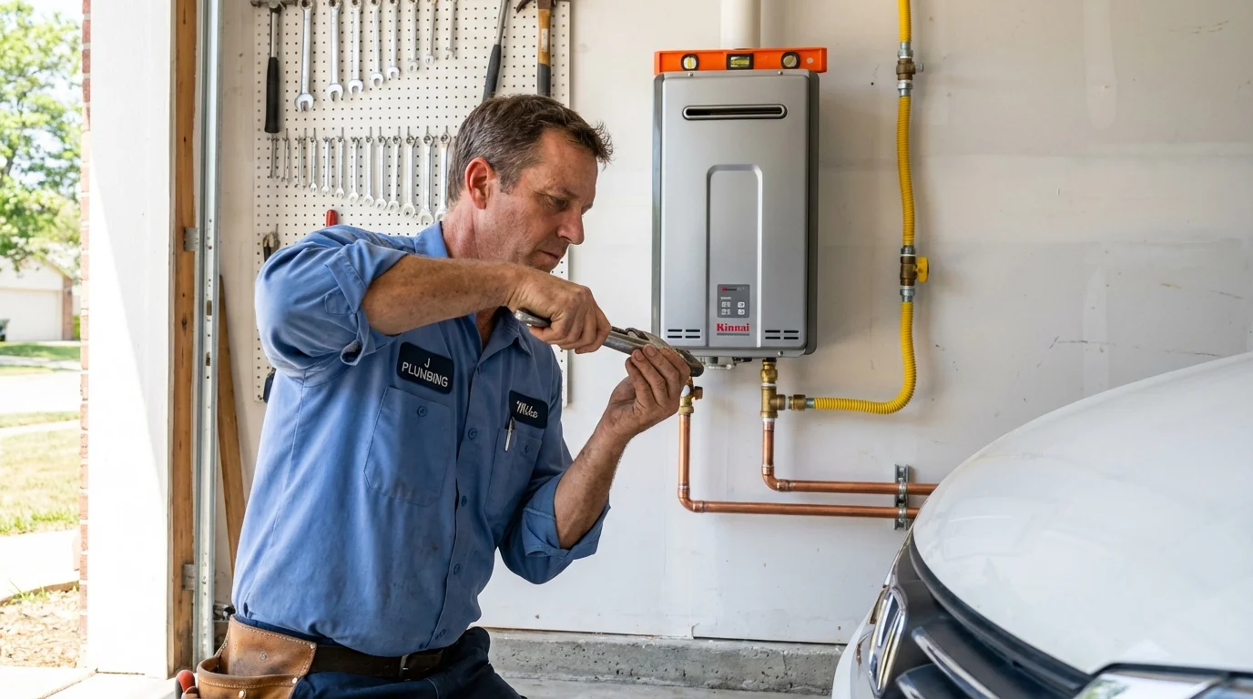 Tankless water heater installation by a Johns Plumbing LLC plumber in Sunbury